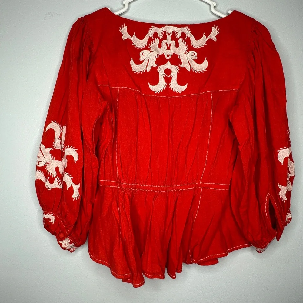 Free People Serenade Embroidered Blouse – Size Small